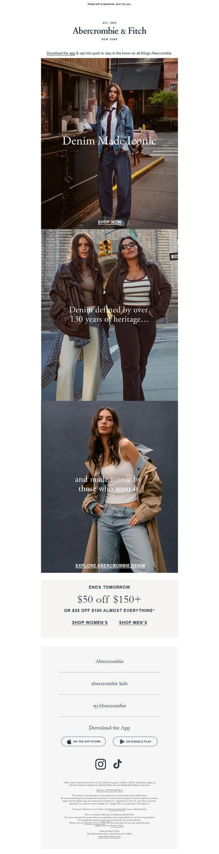 邮件模板创意 Abercrombie Denim