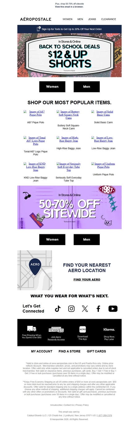 邮件模板创意 Aeropostale Back To School Deals 30