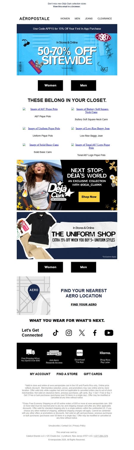 邮件模板创意 Aeropostale Back To School Deals 37