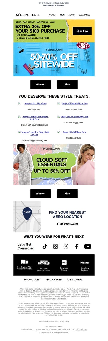 邮件模板创意 Aeropostale Back To School Deals 44