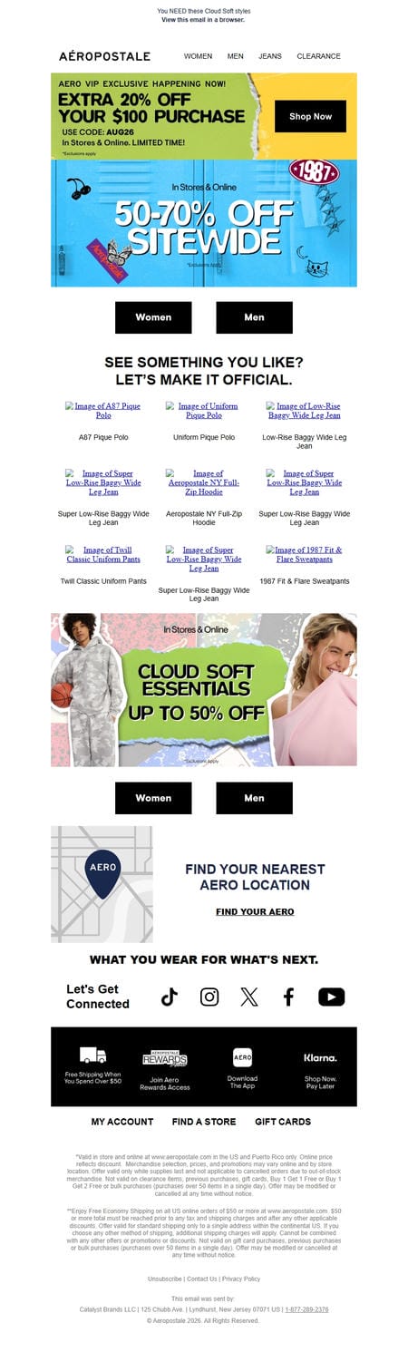 邮件模板创意 Aeropostale Back To School Deals 46