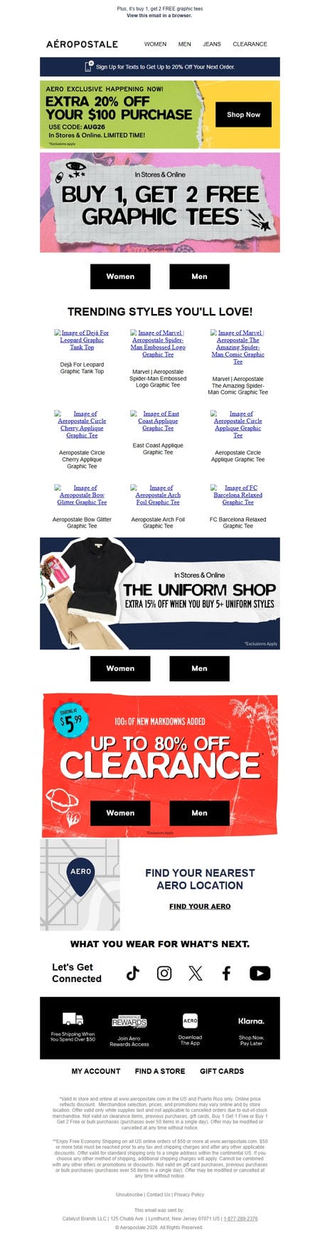 邮件模板创意 Aeropostale Back To School Deals 50