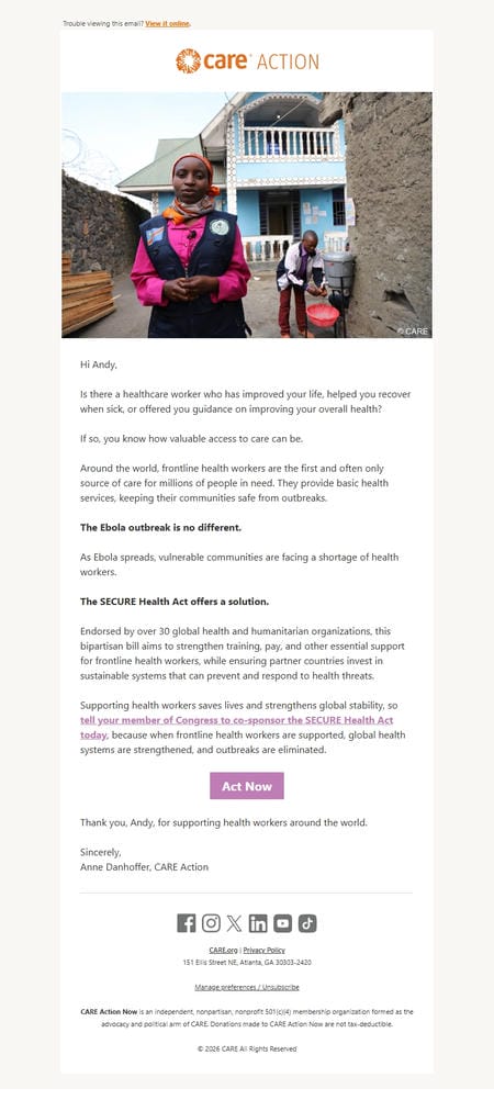 邮件模板创意 Anne Danhoffer Care Action