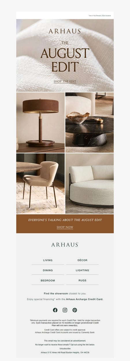 邮件模板创意 Arhaus 390
