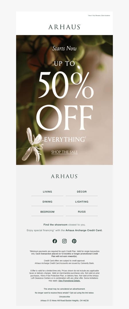 邮件模板创意 Arhaus 394