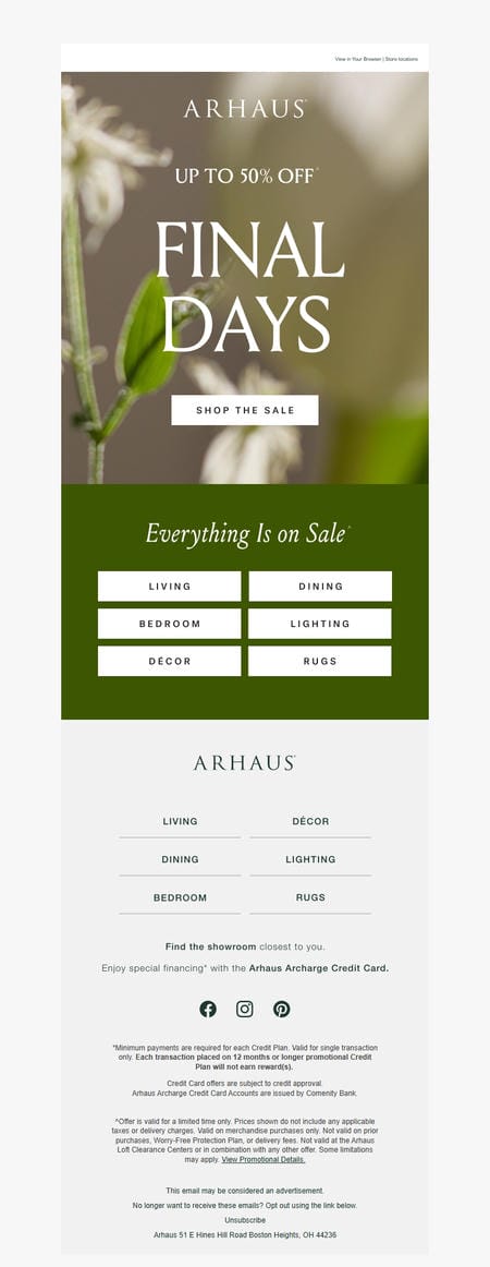 邮件模板创意 Arhaus 396