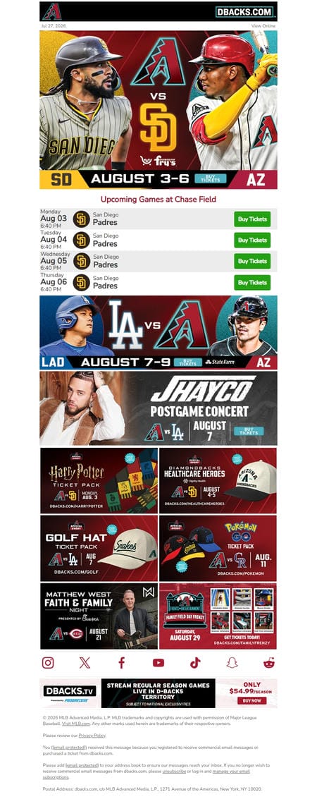 邮件模板创意 Arizona Diamondbacks Ticket Guide 13
