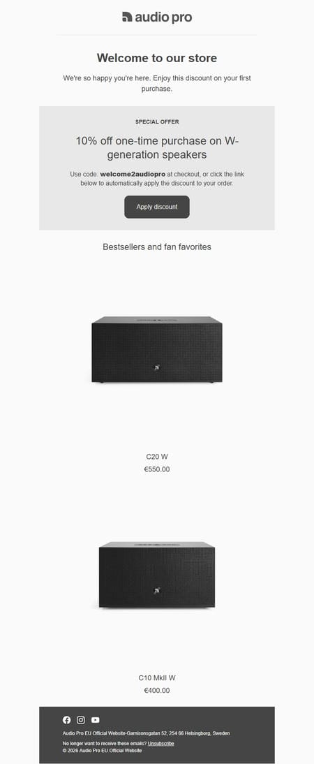邮件模板创意 Audio Pro Eu Official Website