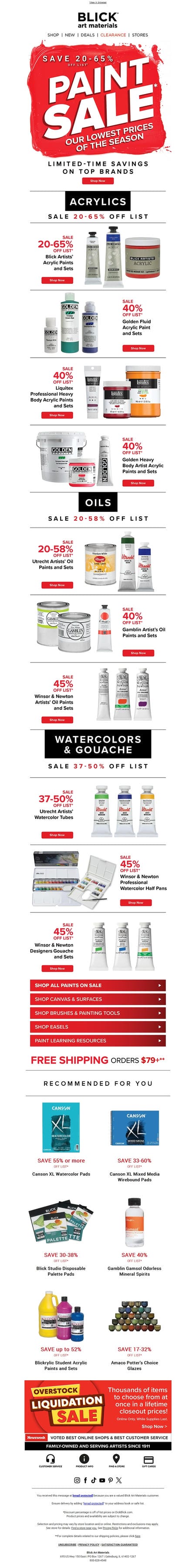 邮件模板创意 Blick Art Materials Sale 2
