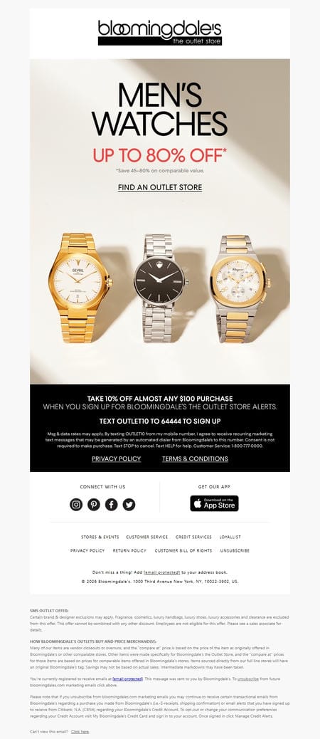 邮件模板创意 Bloomingdales The Outlet Stores 136