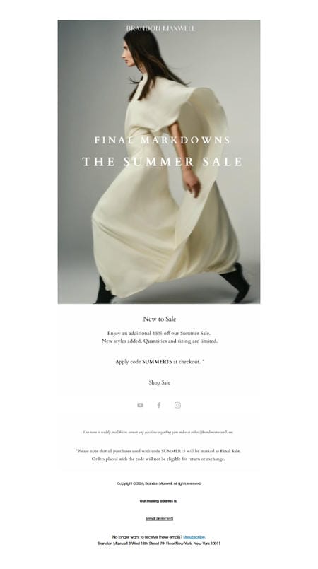 邮件模板创意 Brandon Maxwell 101