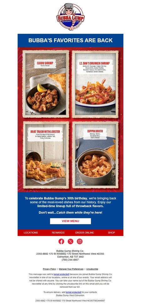 邮件模板创意 Bubba Gump Shrimp Co 17