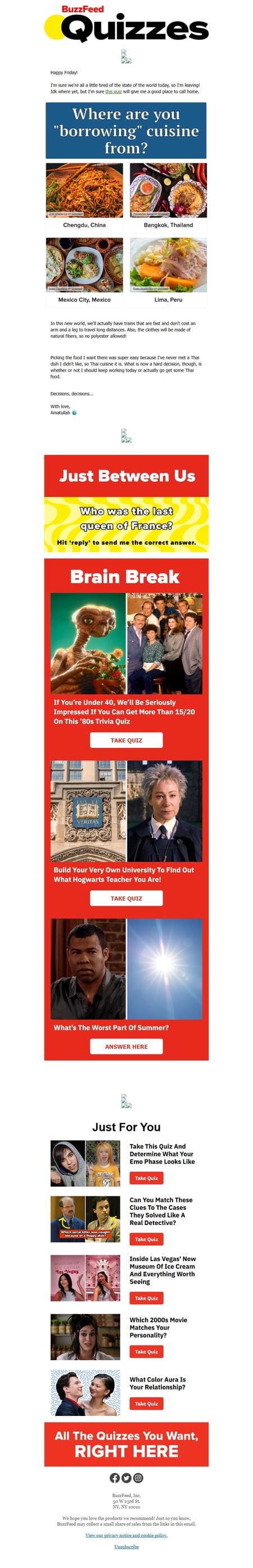 邮件模板创意 Buzzfeed Quizzes 101