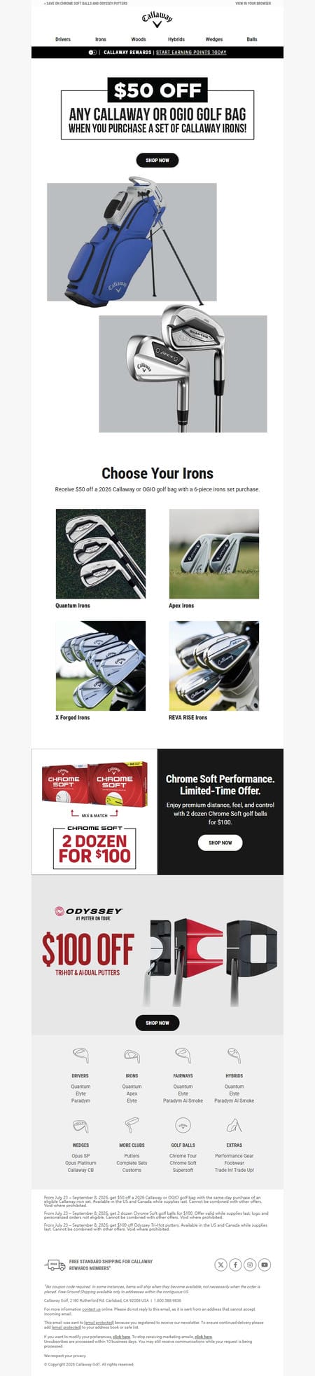 邮件模板创意 Callaway Golf 230