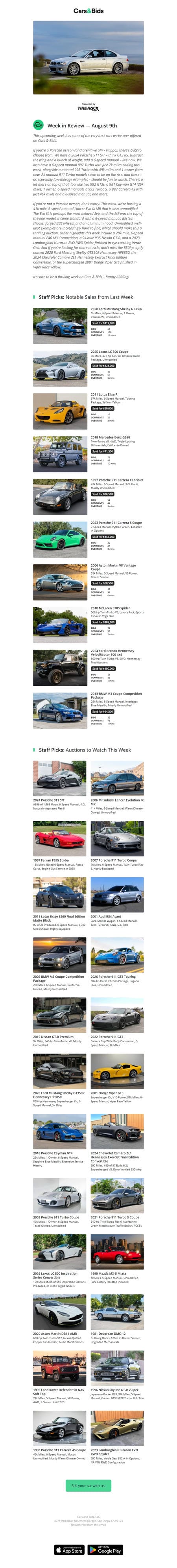 邮件模板创意 Cars Bids 10