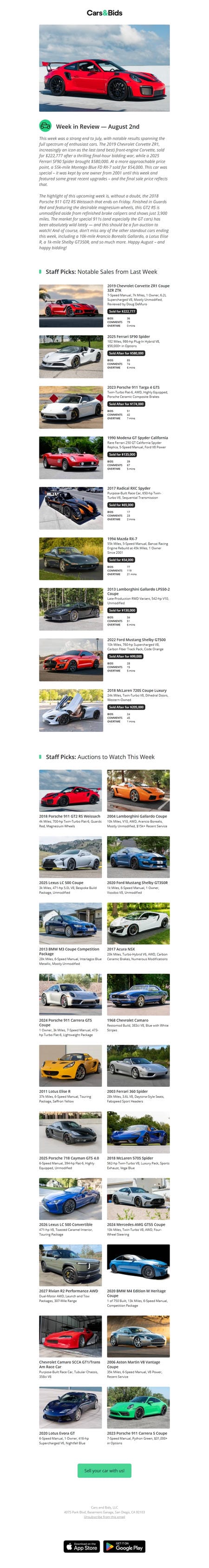 邮件模板创意 Cars Bids 9