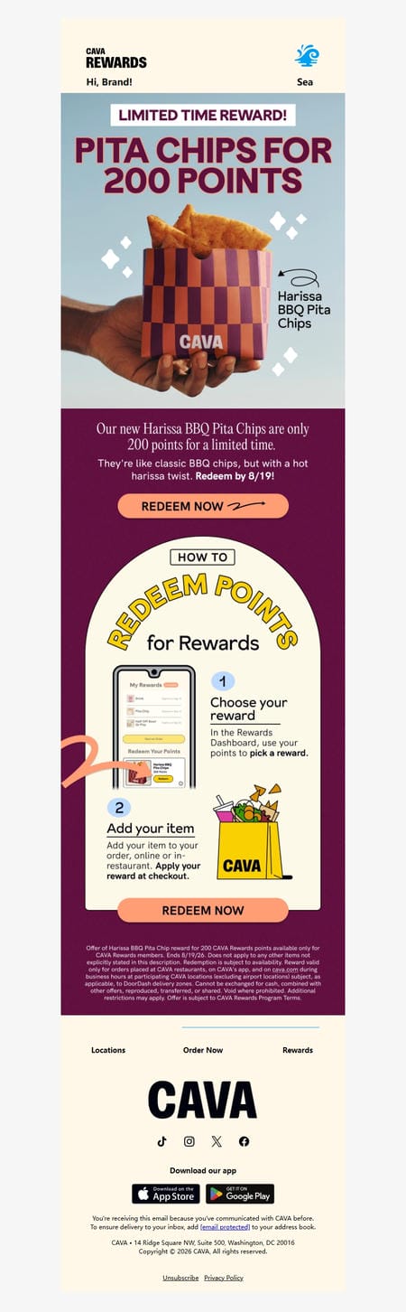邮件模板创意 Cava Rewards 23
