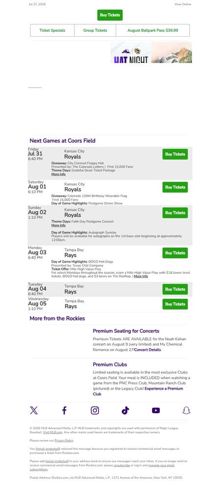 邮件模板创意 Colorado Rockies Ticket Guide 15