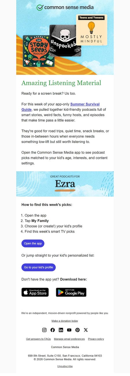 邮件模板创意 Common Sense Media 20