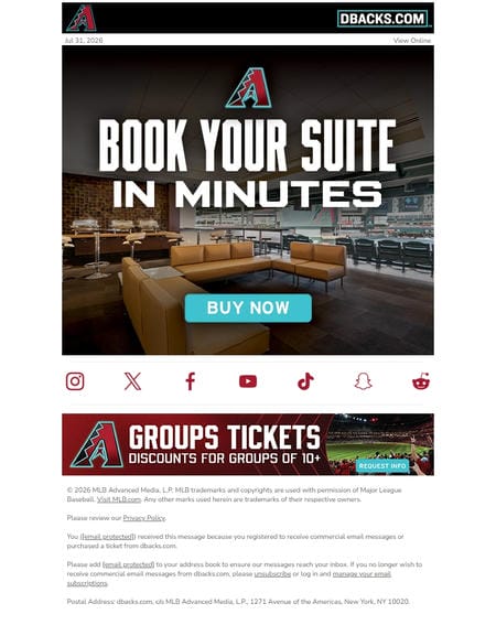 邮件模板创意 D Backs Group Events Suites Hospitality 9