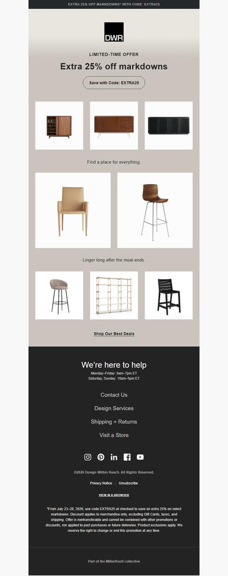 邮件模板创意 Design Within Reach 365