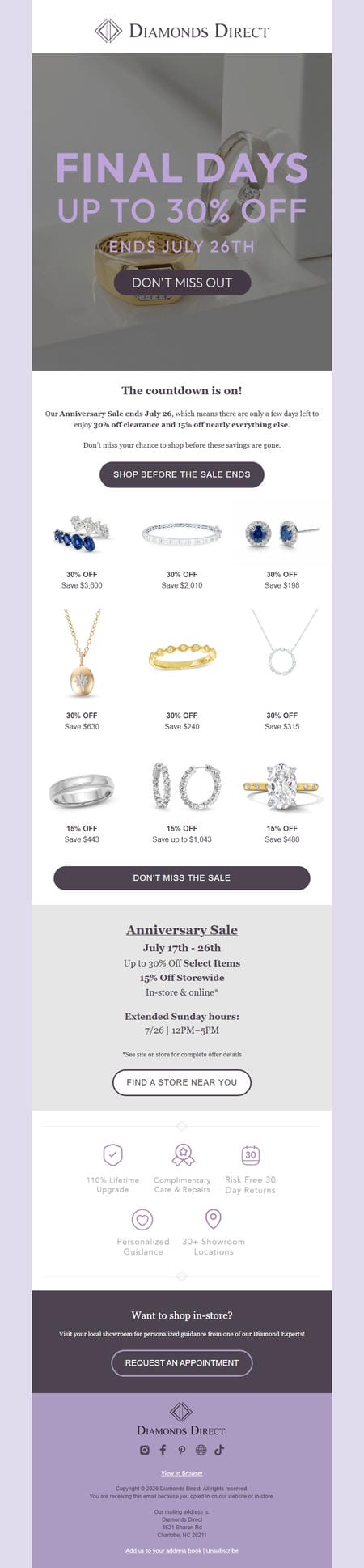 邮件模板创意 Diamonds Direct Sale 14