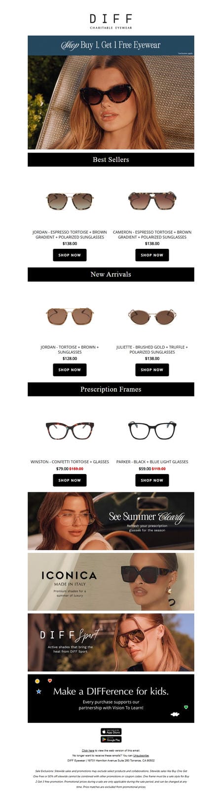 邮件模板创意 Diff Eyewear 754