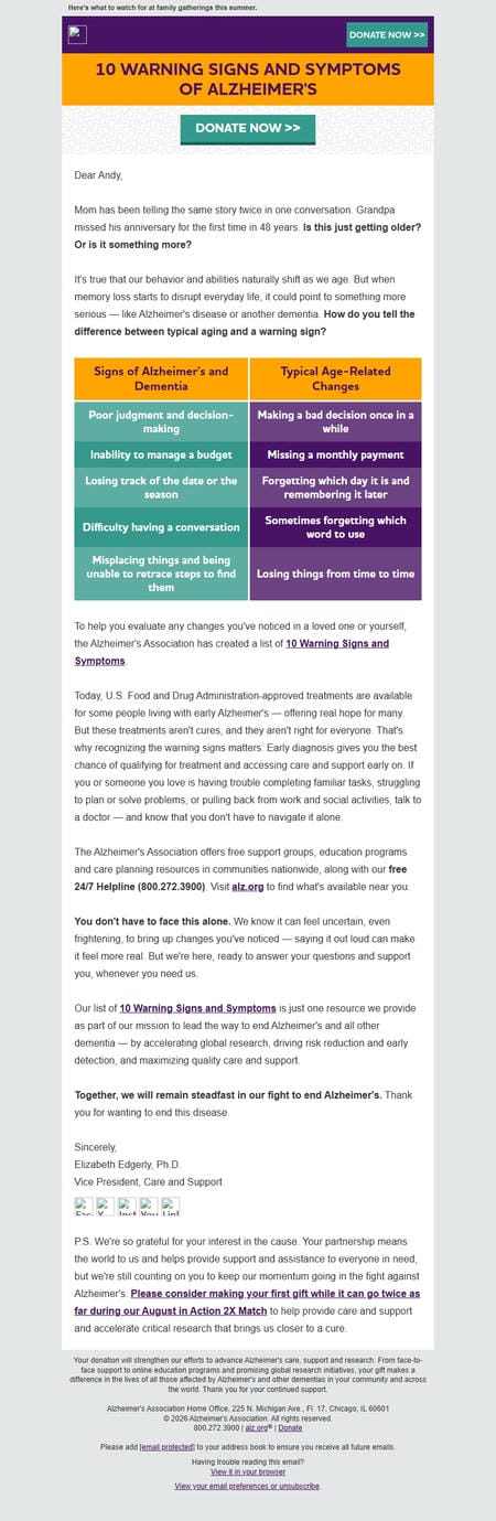 邮件模板创意 Dr Elizabeth Edgerly Alzheimers Association