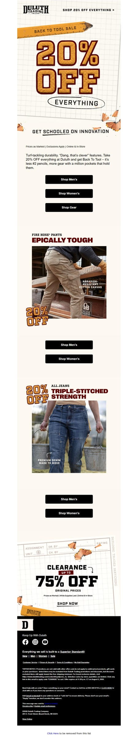 邮件模板创意 Duluth Sitewide Sale 64
