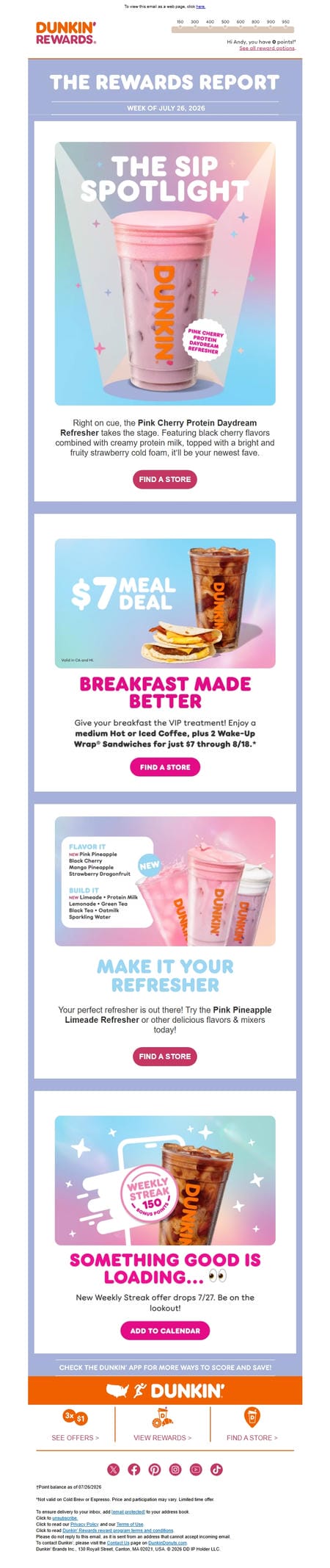 邮件模板创意 Dunkin Rewards 44
