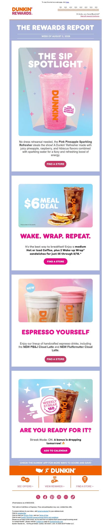 邮件模板创意 Dunkin Rewards 45