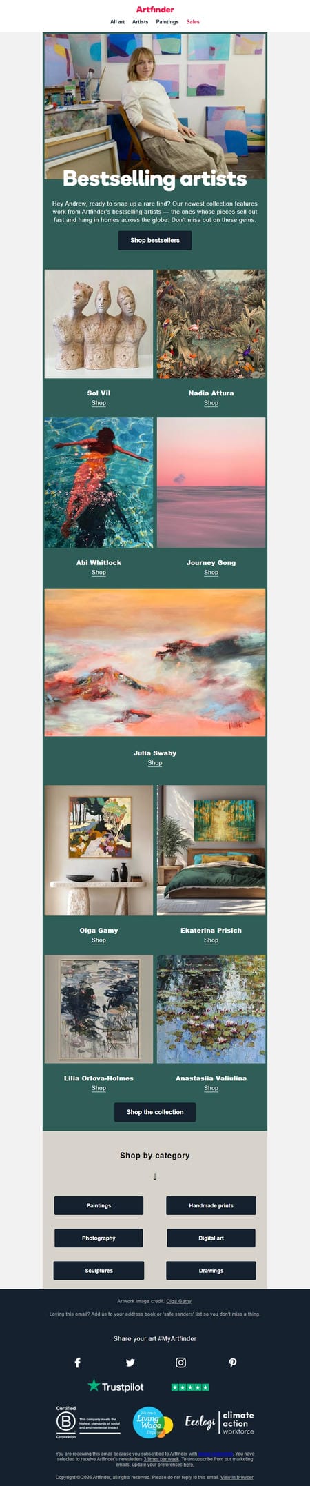 邮件模板创意 Emma At Artfinder 101