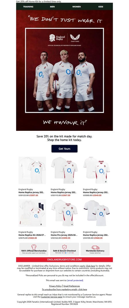 邮件模板创意 England Rugby Store 158