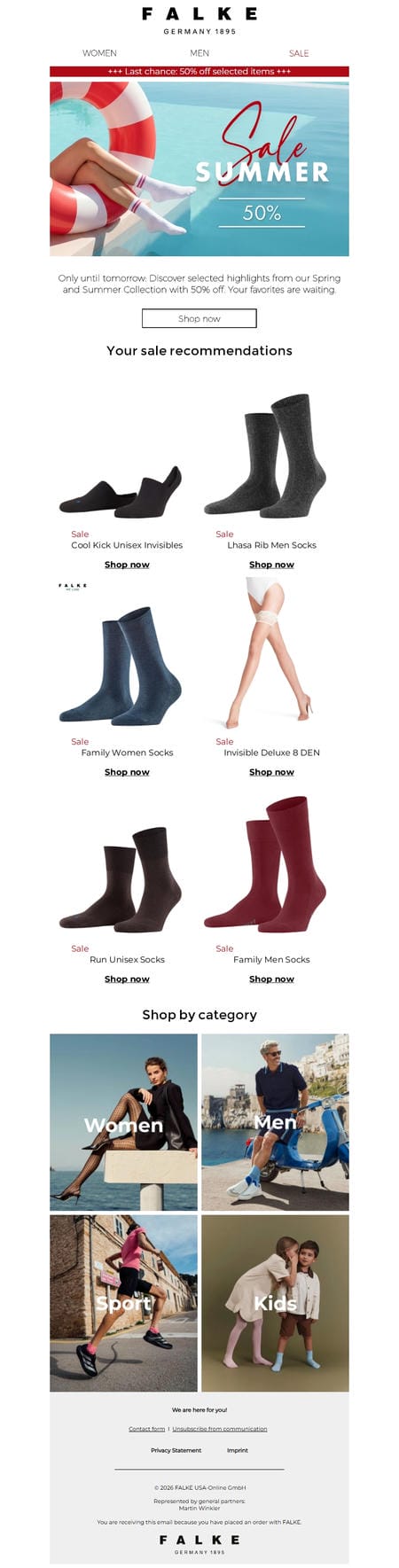 邮件模板创意 Falke Online Shop