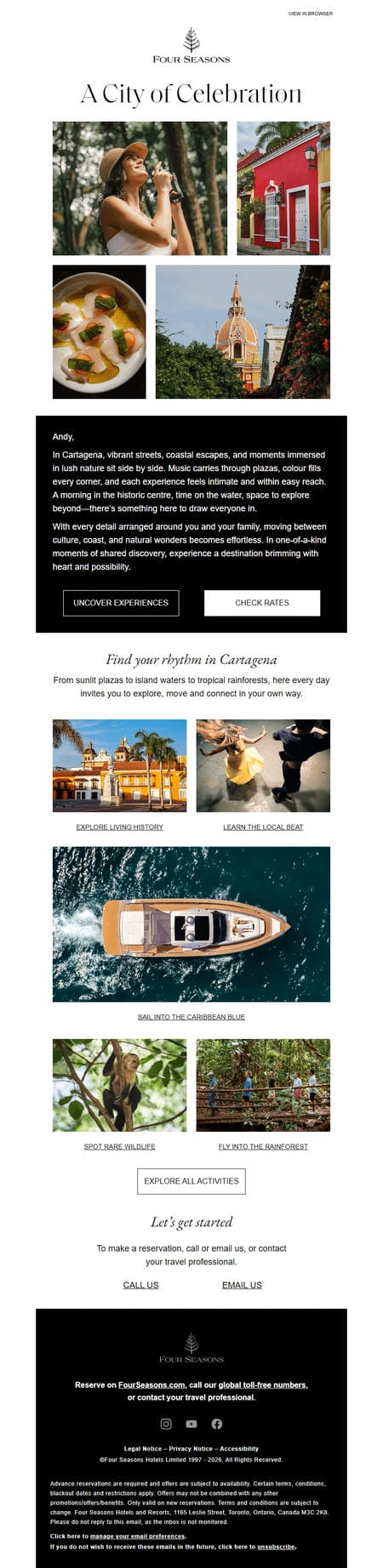 邮件模板创意 Four Seasons Hotel And Residences Cartagena 2