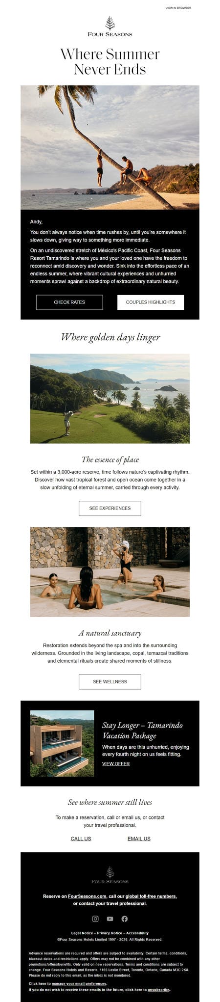 邮件模板创意 Four Seasons Resort Tamarindo 6