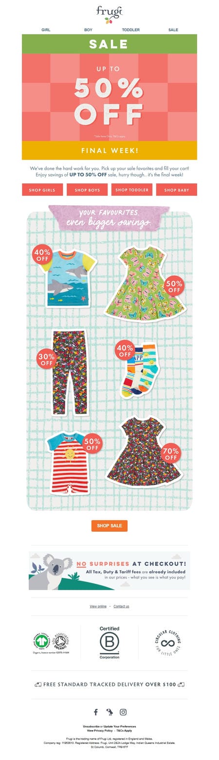 邮件模板创意 Frugi Sale 2