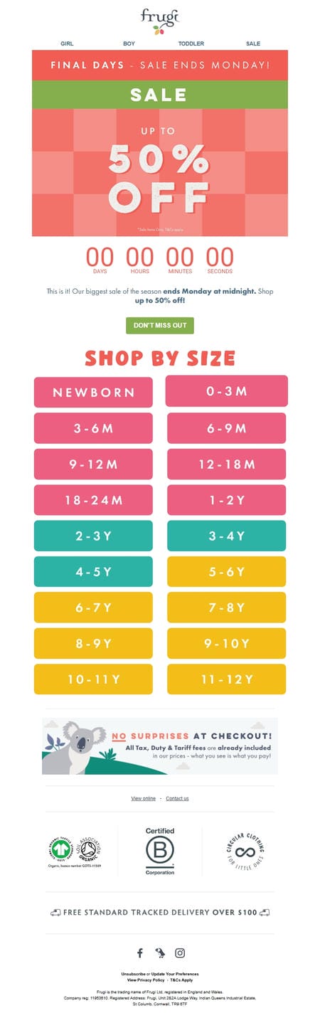 邮件模板创意 Frugi Sale 4