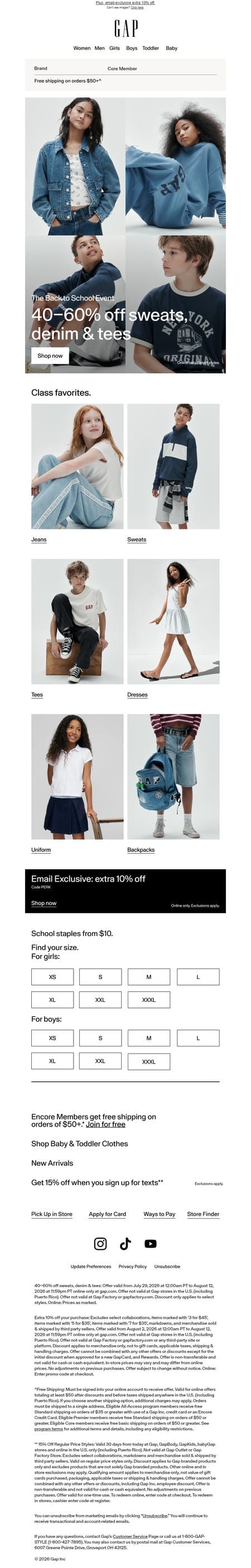 邮件模板创意 Gap Back To School 3