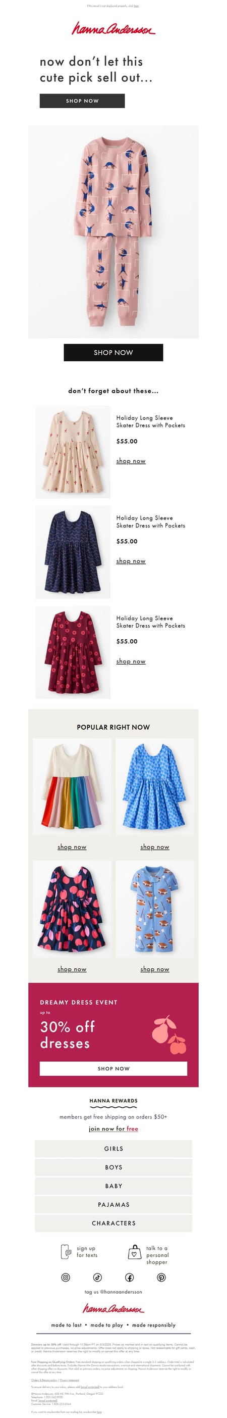邮件模板创意 Hanna Andersson 809