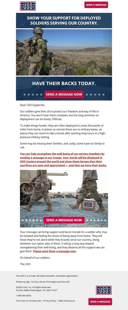 邮件模板创意 Home Support For Heroes