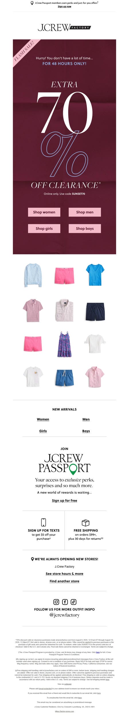 邮件模板创意 J Crew Factory Clearance 2