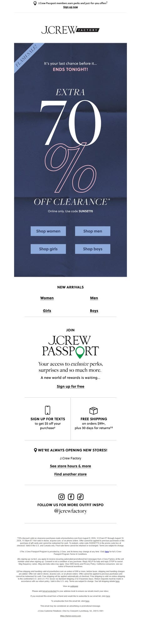 邮件模板创意 J Crew Factory Clearance 3