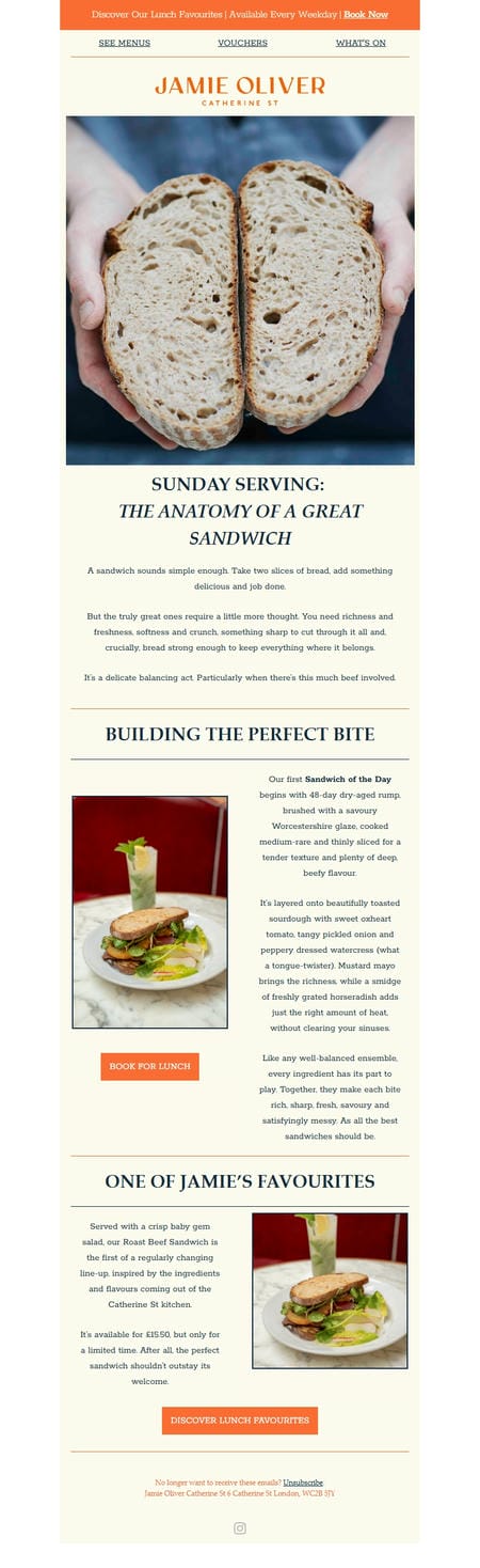 邮件模板创意 Jamie Oliver Catherine St 51