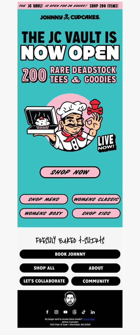 邮件模板创意 Johnny Cupcakes 92
