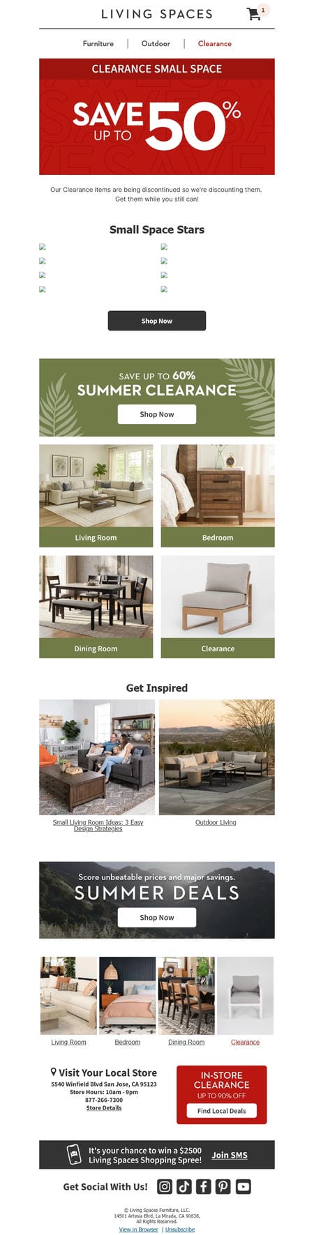 邮件模板创意 Living Spaces Clearance