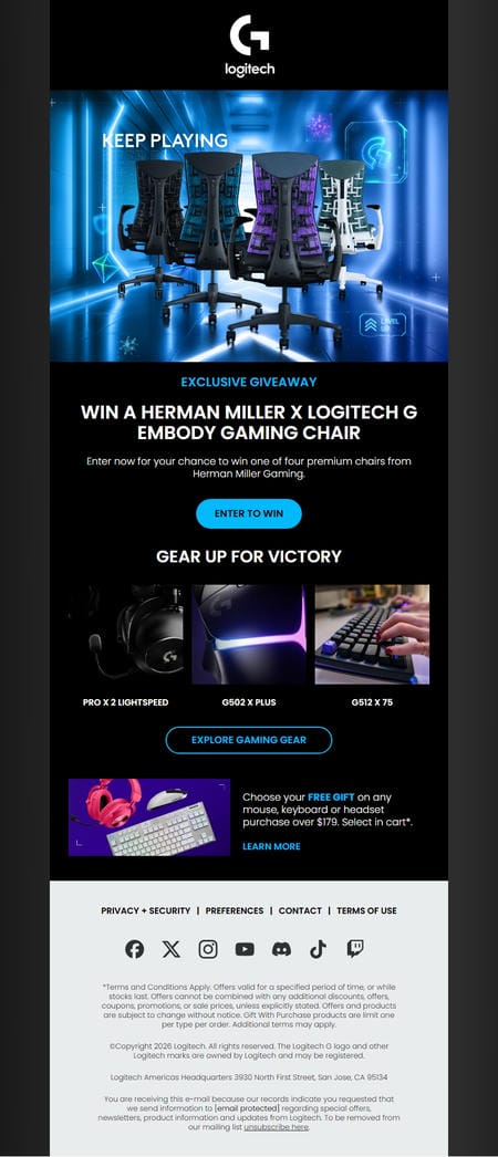 邮件模板创意 Logitech G 38