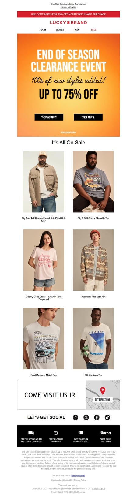 邮件模板创意 Lucky Brand End Of Season Sale 5
