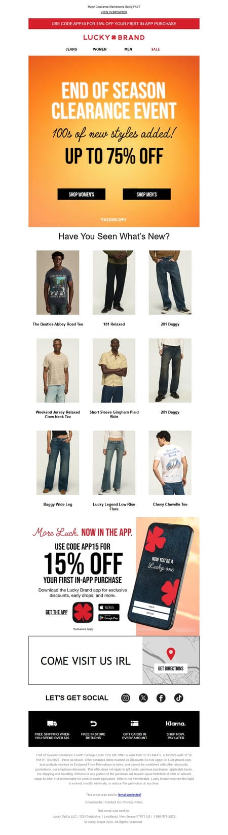 邮件模板创意 Lucky Brand End Of Season Sale 6