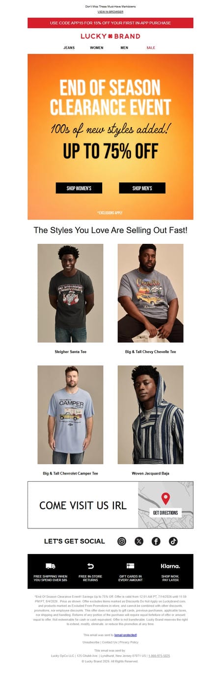 邮件模板创意 Lucky Brand End Of Season Sale 7